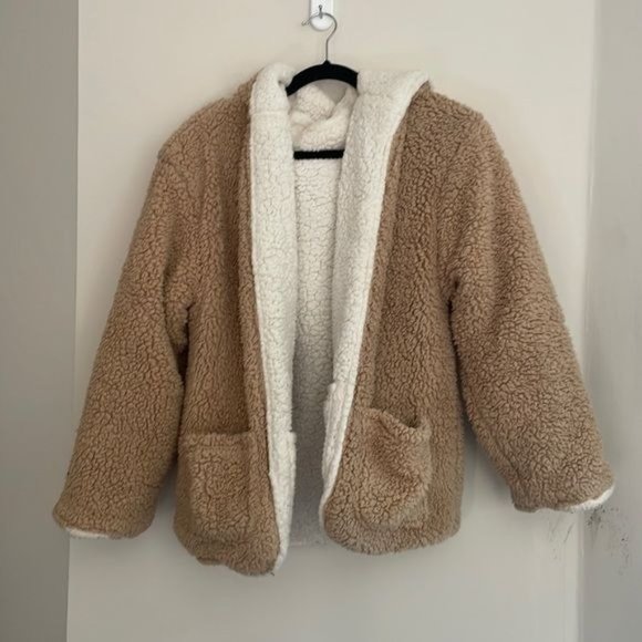 Love Tree Jackets & Coats Love Tree Double Sided Faux Sherpa Hooded